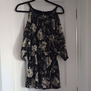 Soprano Black Romper with Cream Floral Print